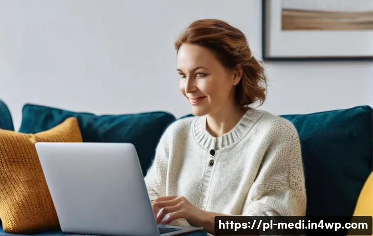 원격의료 서비스의 시장 전망 - **Prompt:** A Polish woman in her late 30s or early 40s sits comfortably in her cozy, modern living ...