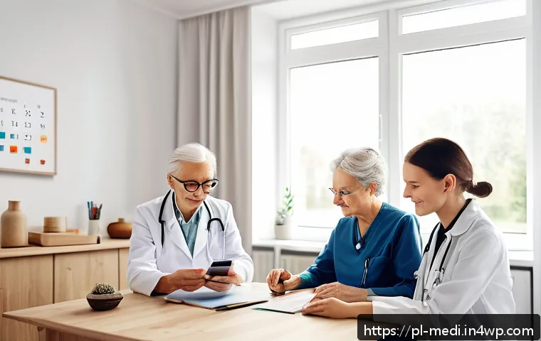 원격의료 서비스의 효과적인 캠페인 기획 - A modern Polish telemedicine consultation scene showing a diverse group of patients from different a...